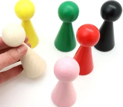 6 Pions bois XXL 10 cm 6 couleurs. Grands pions 100 mm diam 43 mm