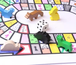 6 Pions en bois animaux multicolores pour jeux