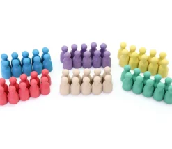 60 pions en bois re-wood (10 x 6 couleurs)