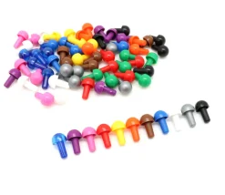 6 pions forme champignon à encastrer 15 x 9.5 mm lot par couleur