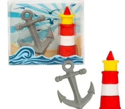 2 pions gommes MER : 1 phare et 1 ancre marine