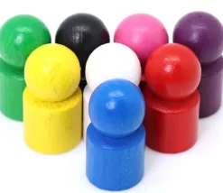 8 pions joueurs droits avec boule en bois 15 x 29 mm