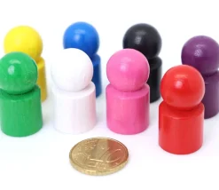 8 pions joueurs droits avec boule en bois 15 x 29 mm