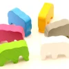 6 Pions éléphants colorés en bois 37 x 28 x 10 mm