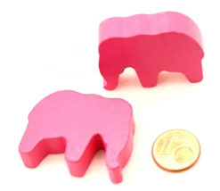 6 Pions éléphants colorés en bois 37 x 28 x 10 mm