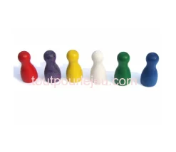 6 Pions Moyens 30 x 15 mm colorés en bois pour jeux