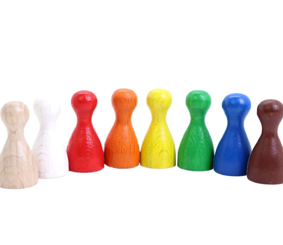8 Pions multicolores 24x12 mm small en bois lot de 8 couleurs