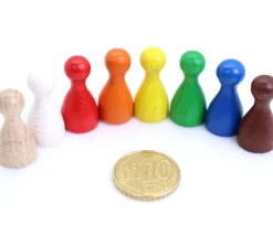 8 Pions multicolores 24x12 mm small en bois lot de 8 couleurs