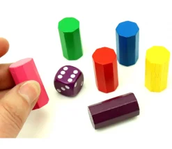 6 Pions octogones 15 x 30 mm en bois pour jeu multicolores