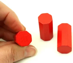 6 Pions octogones 15 x 30 mm en bois pour jeu multicolores