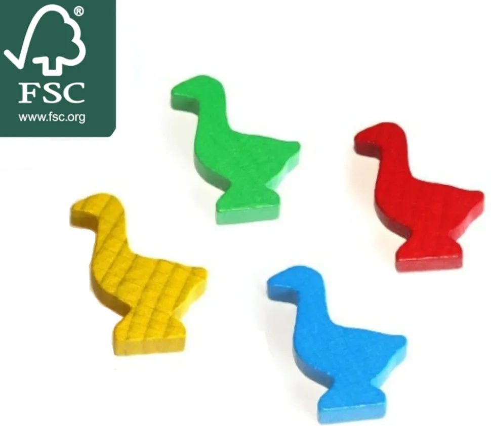 4 pions oie multicolores en bois pour jeu de l'oie 3.5 cm