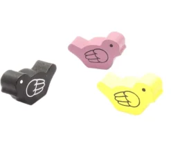 3 Pions oiseaux en bois 25 x 15 x 8 mm décor aile