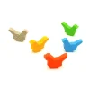 5 Pions poules multicolores en bois 30 x 19 x 8 mm