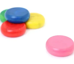 5 pions ronds épais en buis 3,2 cm- crokinoles colorés