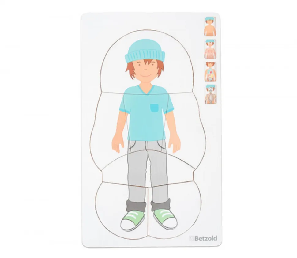 4 puzzles à étage - anatomie garçon de 28 pièces