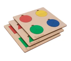 3 Puzzles fractions et portions en bois