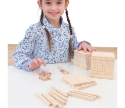 100 réglettes 10 x 1 x 1 cm - Barres Dizaines Base 10 bois naturel -