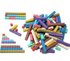 100 réglettes bois Rewood 10 couleurs Montessori 1 à 10 cm avec section unité