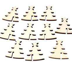 10 sapins en bois 5 cm avec encoche (marqueurs de verre)