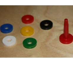 6 Socles avec 36 anneaux jetons troués