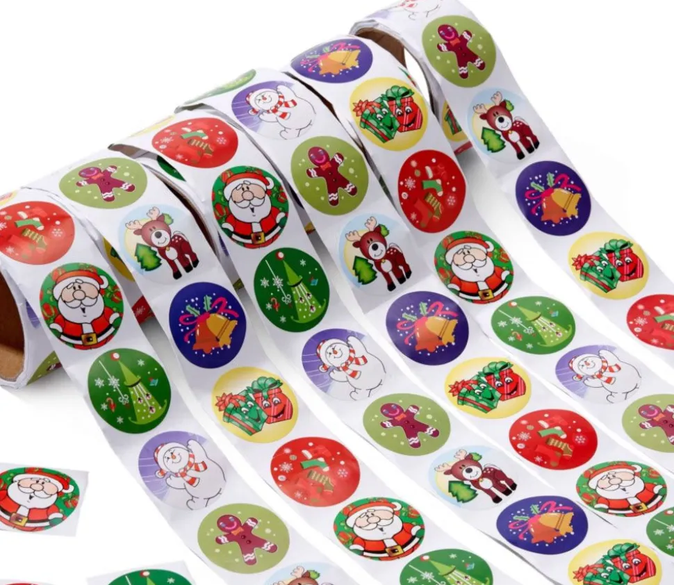 100 stickers décor Noël ronds de 3.8 cm