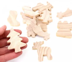 12 sujets de Noël en bois naturel à décorer