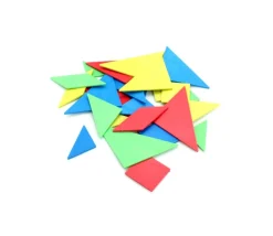 4 tangrams en re-plastique coloré 9.8 x 9.8 cm