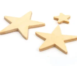 11 étoiles bois plates différentes tailles de 2.3 cm à 7.5 cm neutres