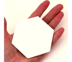 6 Tuiles hexagone jeton épais blanc 88 mm diamètre vierge à personnaliser