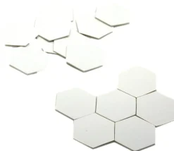 15 Tuiles épaisses hexagones blancs 50 mm vierge à personnaliser