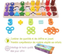 Abaque arc-en-ciel des chiffres et couleurs tout en bois