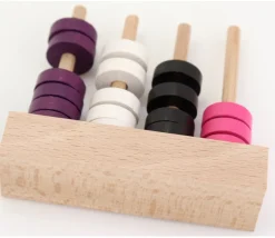 Abaque de tri bois - Socle 4 tiges taille identique sans jetons