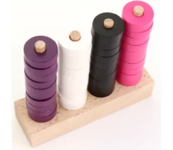 Abaque de tri bois - Socle 4 tiges taille identique sans jetons