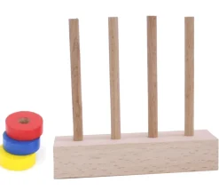 Abaque de tri bois - Socle 4 tiges taille identique sans jetons