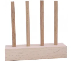 Abaque de tri bois - Socle 4 tiges + 40 jetons rouge vert jaune bleu