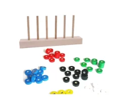Abaque de tri bois - Socle 6 tiges + 60 jetons