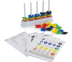 Abaque de tri Formes - Socle 5 tiges + 100 jetons Abacolor
