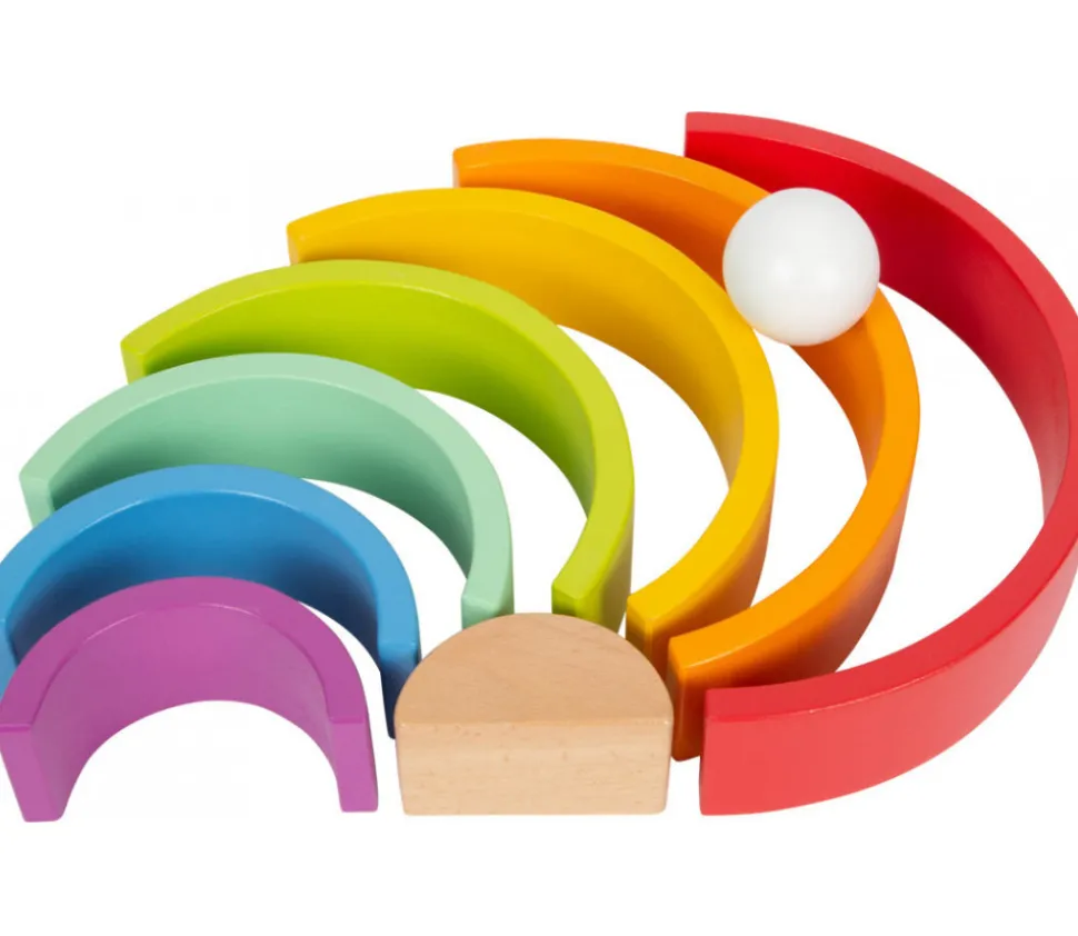 Arc-en-ciel multicolore en bois grand modèle - 9 pièces