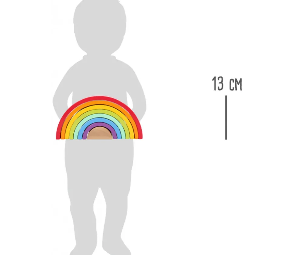Arc-en-ciel multicolore en bois grand modèle - 9 pièces