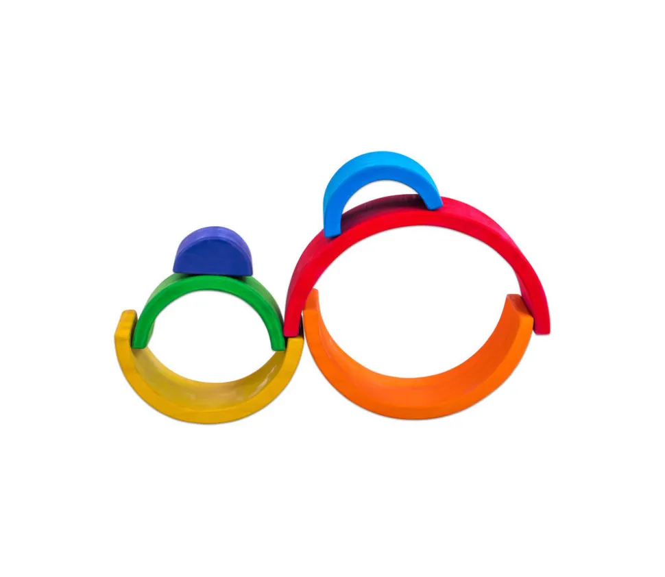 Arc-en-ciel multicolore en bois - 6 pièces