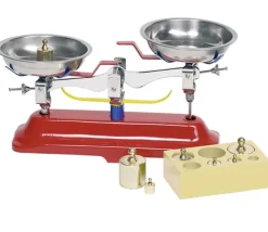 Balance éducative en métal 2 plateaux et 7 poids