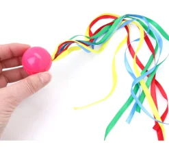 Balle comète à lancer 4 cm avec queue rubans multicolores