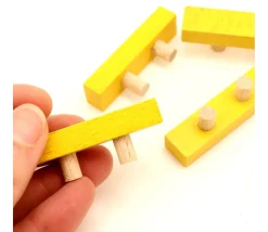 Bûchette jaune avec 2 tiges 8x12x48 mm pions en bois pour jeu