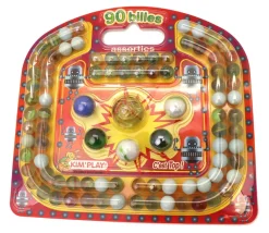 Billes assorties de jeu - 90 pièces : 84 billes + 5 calots + 1 boulet