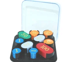 Boite 100 jetons numérotés pour jeux boite carré