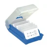 Boite à trier bleue pour cartes 20 x 9 x 6.5 cm plastique avec intercalaires amovibles