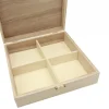 Boite bois 4 compartiments 19.5 x 19.5 x 5.5 cm pour jeux