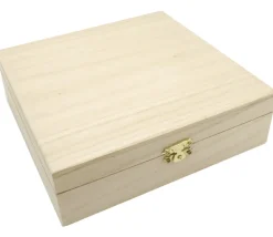 Boite bois 4 compartiments 19.5 x 19.5 x 5.5 cm pour jeux