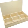 Boite bois 6 compartiments 29.4 x 16 x 6 cm pour accessoires de jeux