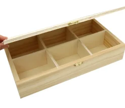 Boite bois 6 compartiments 29.4 x 16 x 6 cm pour accessoires de jeux